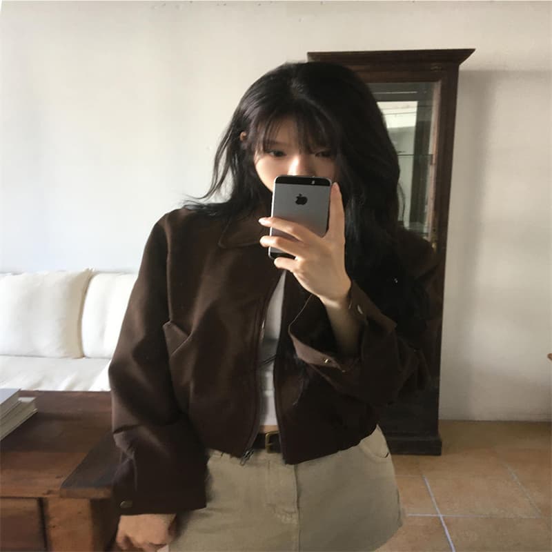 한국 chic 봄 새로운 프랑스식 레트로 스타일 폴로 칼라 주머니 루즈핏 다용도 쇼트 스타일 긴팔 재킷 여성 코트 상세 이미지 10