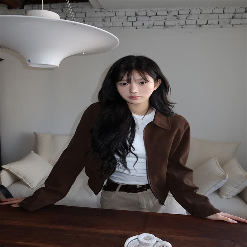 한국 chic 봄 새로운 프랑스식 레트로 스타일 폴로 칼라 주머니 루즈핏 다용도 쇼트 스타일 긴팔 재킷 여성 코트 상세 이미지 13