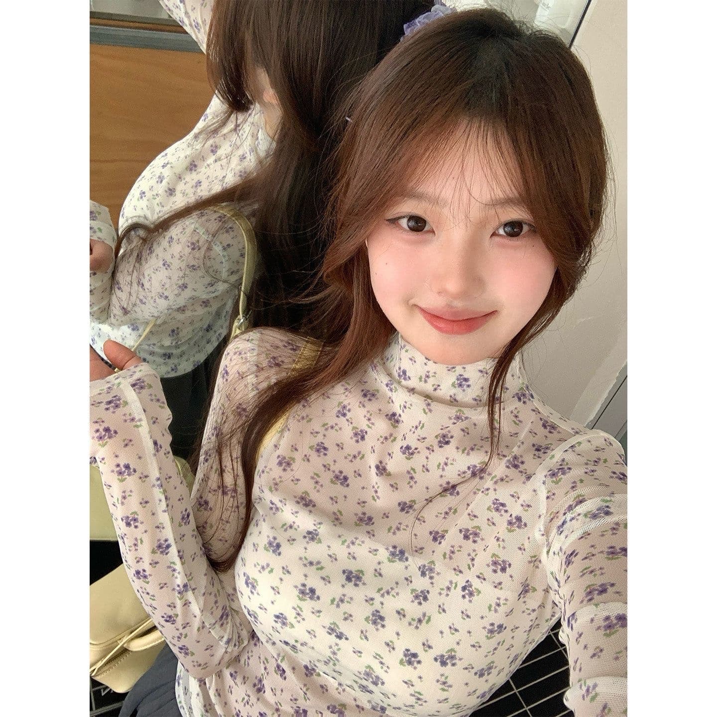 송 긍정적 인 En 핑크색 니트 반팔 티셔츠 여성 봄 부드러운 바람 한 부서 착용 가져 가라. 고유 한 슈퍼 잘 생긴 스택 착용 맨위 이미지 4