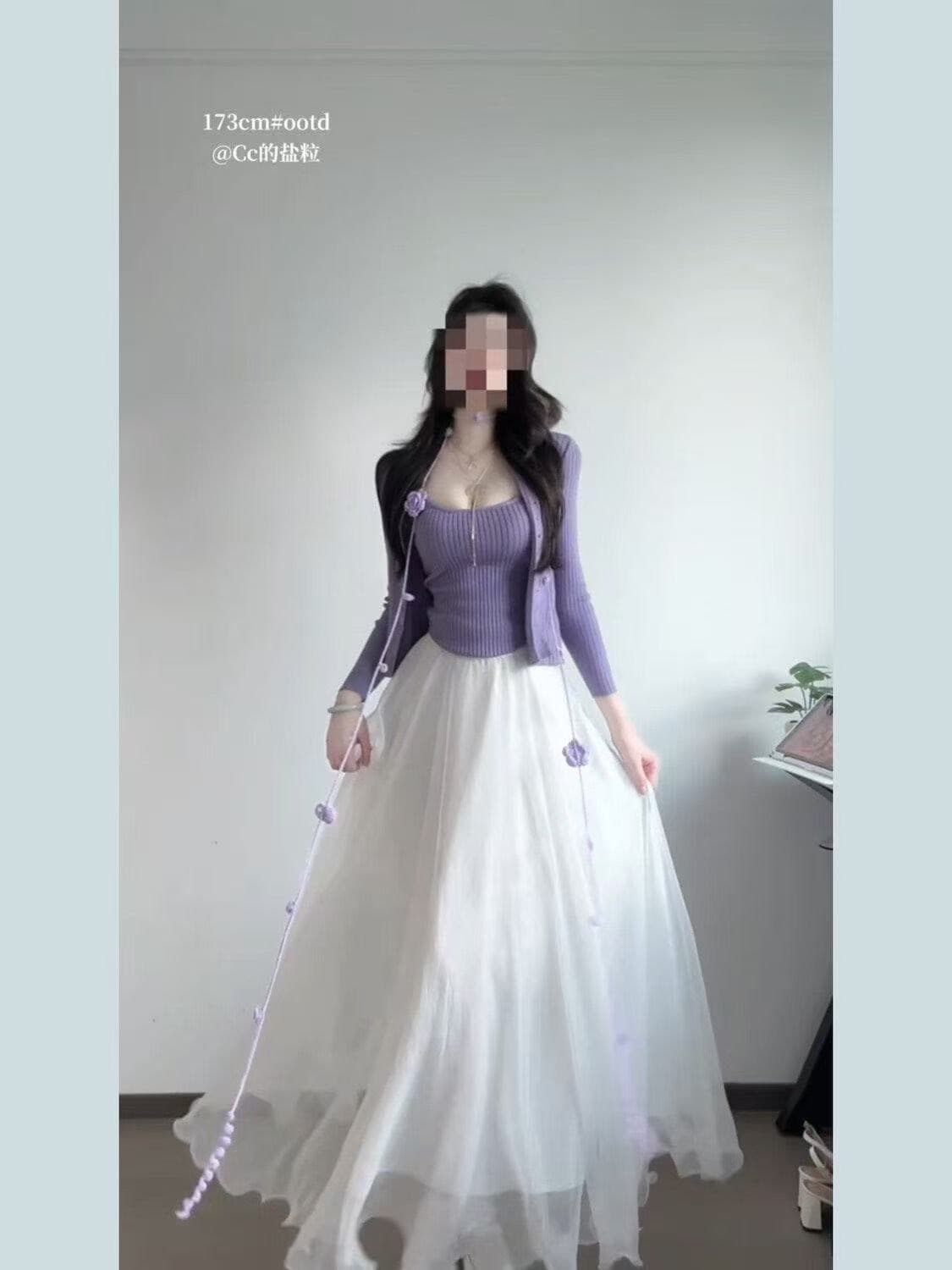 2026 새로운 조기 봄 고유 한 아름다운 꼬집기 허리 드레스 아이들 오픈 가디건 코디 망사 요정 세트 롱 스커트 이미지 2