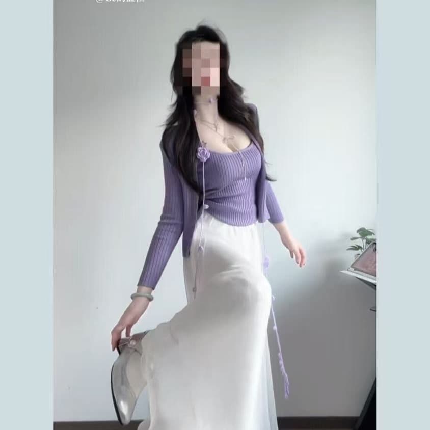 2026 새로운 조기 봄 고유 한 아름다운 꼬집기 허리 드레스 아이들 오픈 가디건 코디 망사 요정 세트 롱 스커트 이미지 5