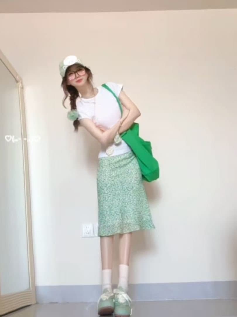 울타리 울타리 라 여름 치앙마이 한 부서 작은 청신 꽃무늬 품격 인어 꼬리 스커트 여성 슬림해 보이는 하이웨이스트 반신 스커트 이미지 4
