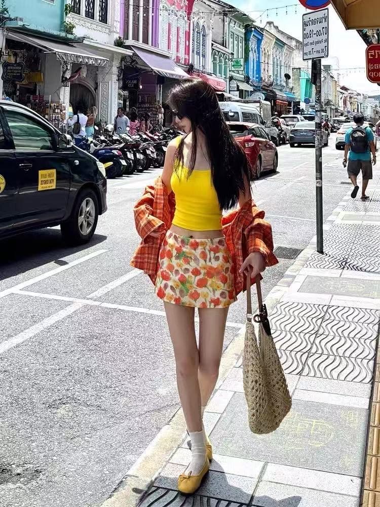 달콤한 도움말 불규칙 데님 반신 스커트 여성 여름 중간 길이 레트로 디자인 센스 작은 대중 검정색 하이웨이스트 A라인 스커트 상세 이미지 5