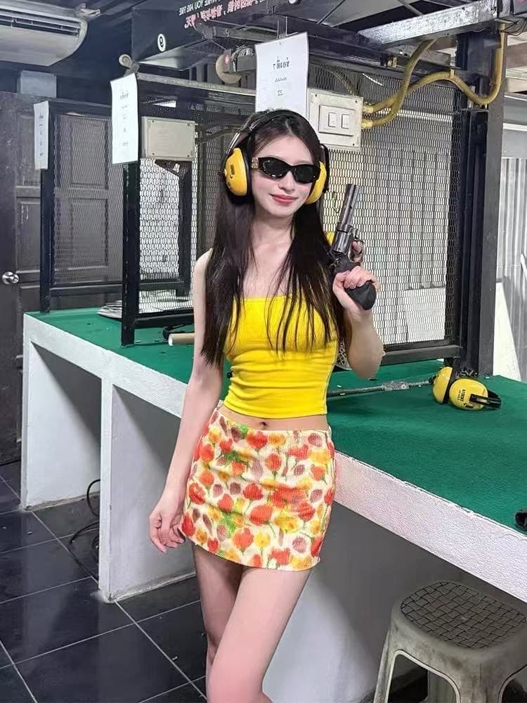 달콤한 도움말 불규칙 데님 반신 스커트 여성 여름 중간 길이 레트로 디자인 센스 작은 대중 검정색 하이웨이스트 A라인 스커트 이미지 4