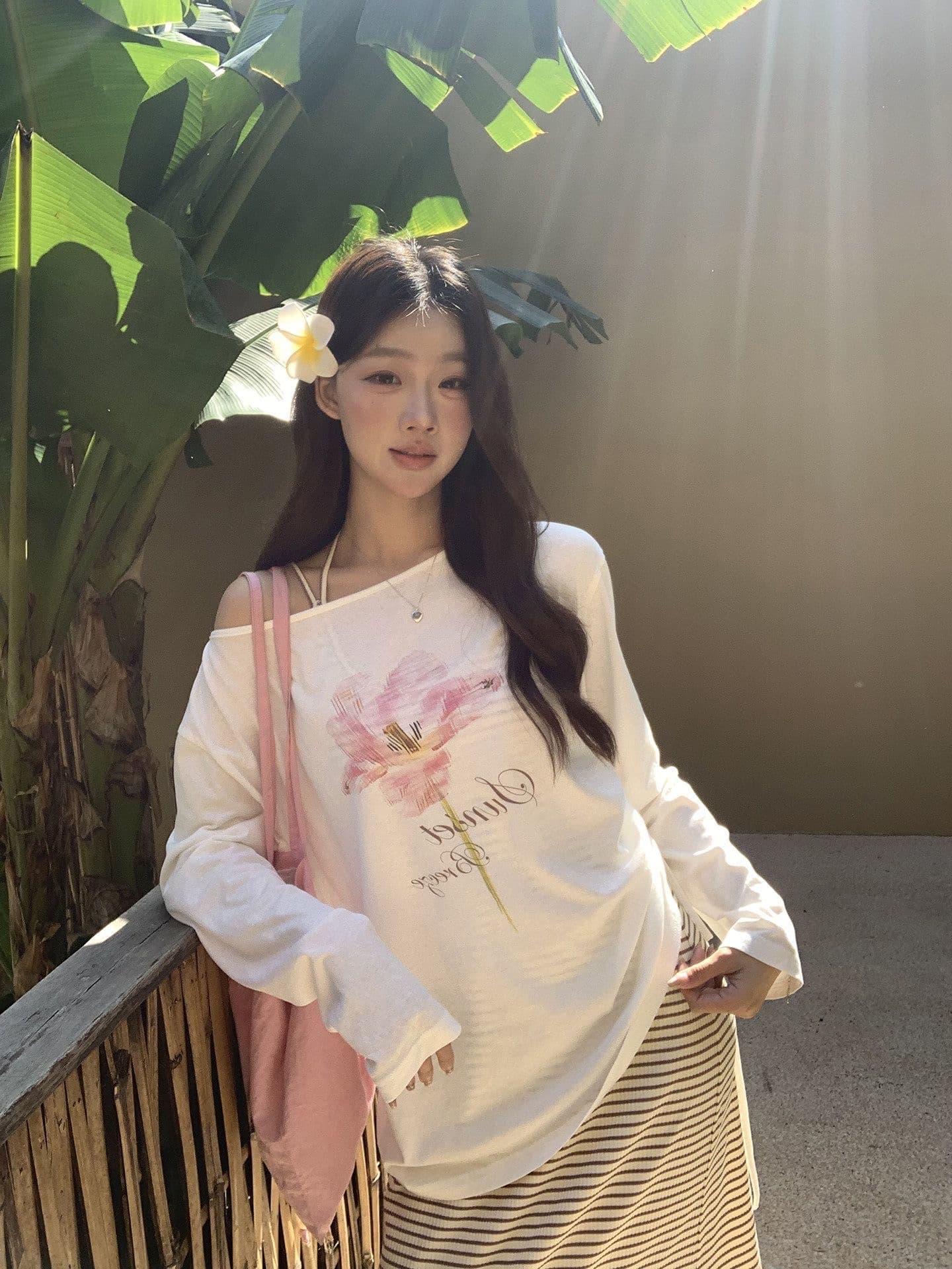 ahy 더블 버전 tee 좋은 핏 스타일 대 라운드 넥 수 있습니다. 비스듬한 어깨 워터 마크 프린트 tee 길다 반팔 맨위 신제품 이미지 3