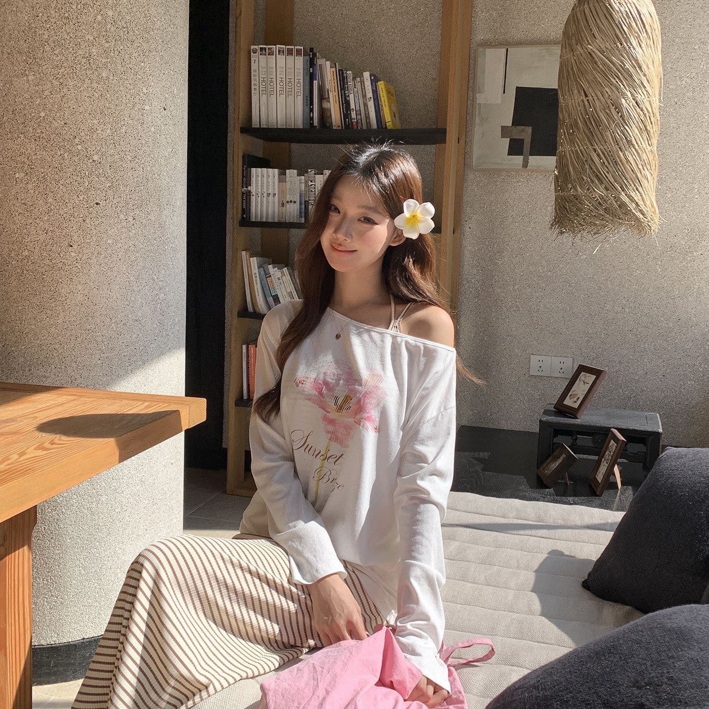 ahy 더블 버전 tee 좋은 핏 스타일 대 라운드 넥 수 있습니다. 비스듬한 어깨 워터 마크 프린트 tee 길다 반팔 맨위 신제품 이미지 5