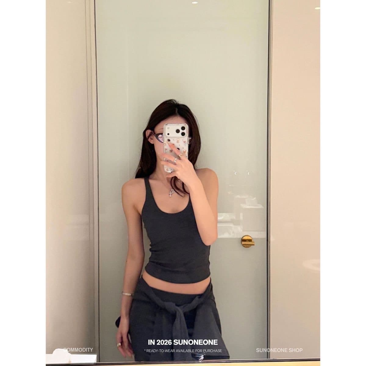 sunoneone 한 부서 다용도 몸매 가꾸기 치마 세트 여성 여름 대 u 칼라 맨위 오픈 가디건 반 스커트 3종 세트 상세 이미지 2