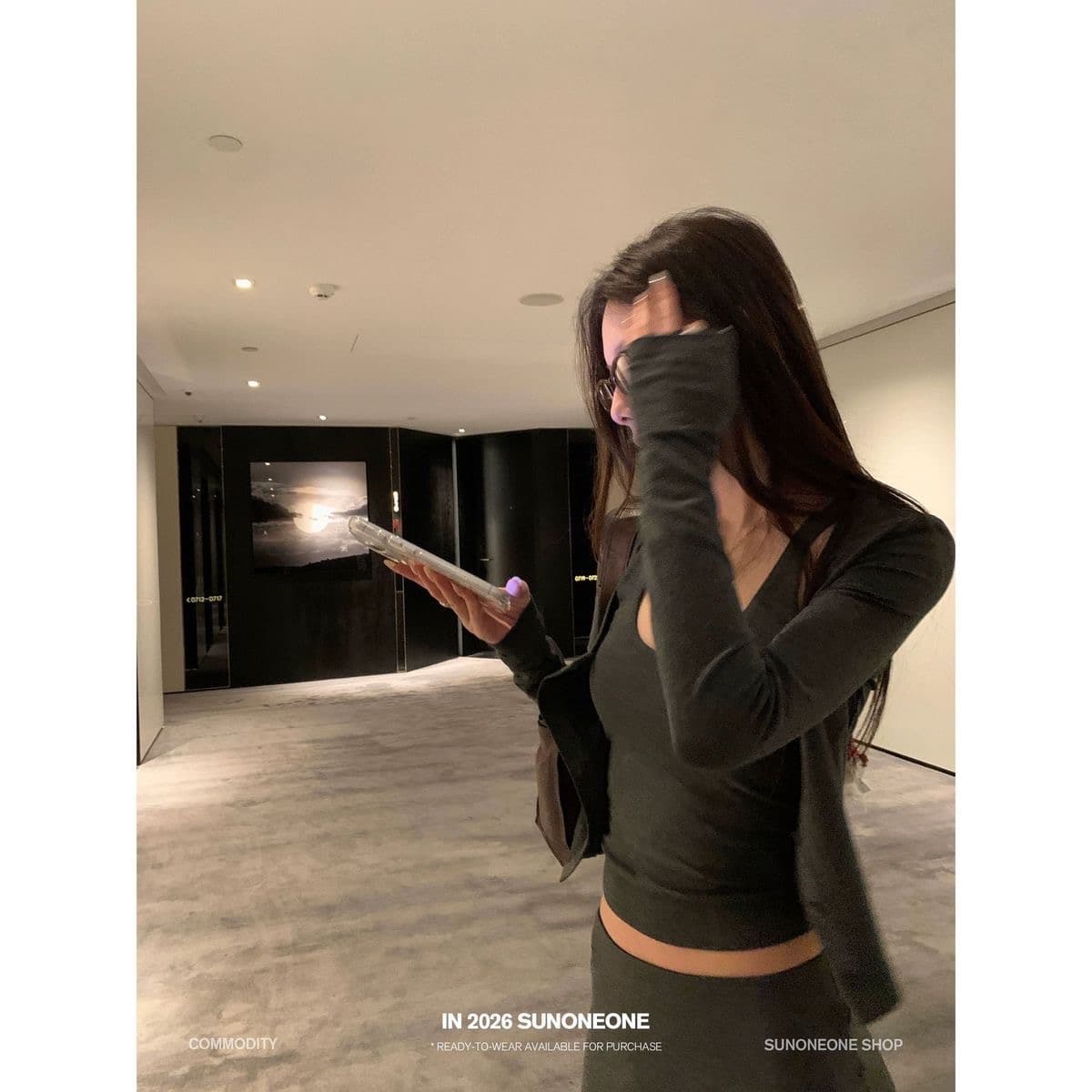 sunoneone 한 부서 다용도 몸매 가꾸기 치마 세트 여성 여름 대 u 칼라 맨위 오픈 가디건 반 스커트 3종 세트 상세 이미지 3