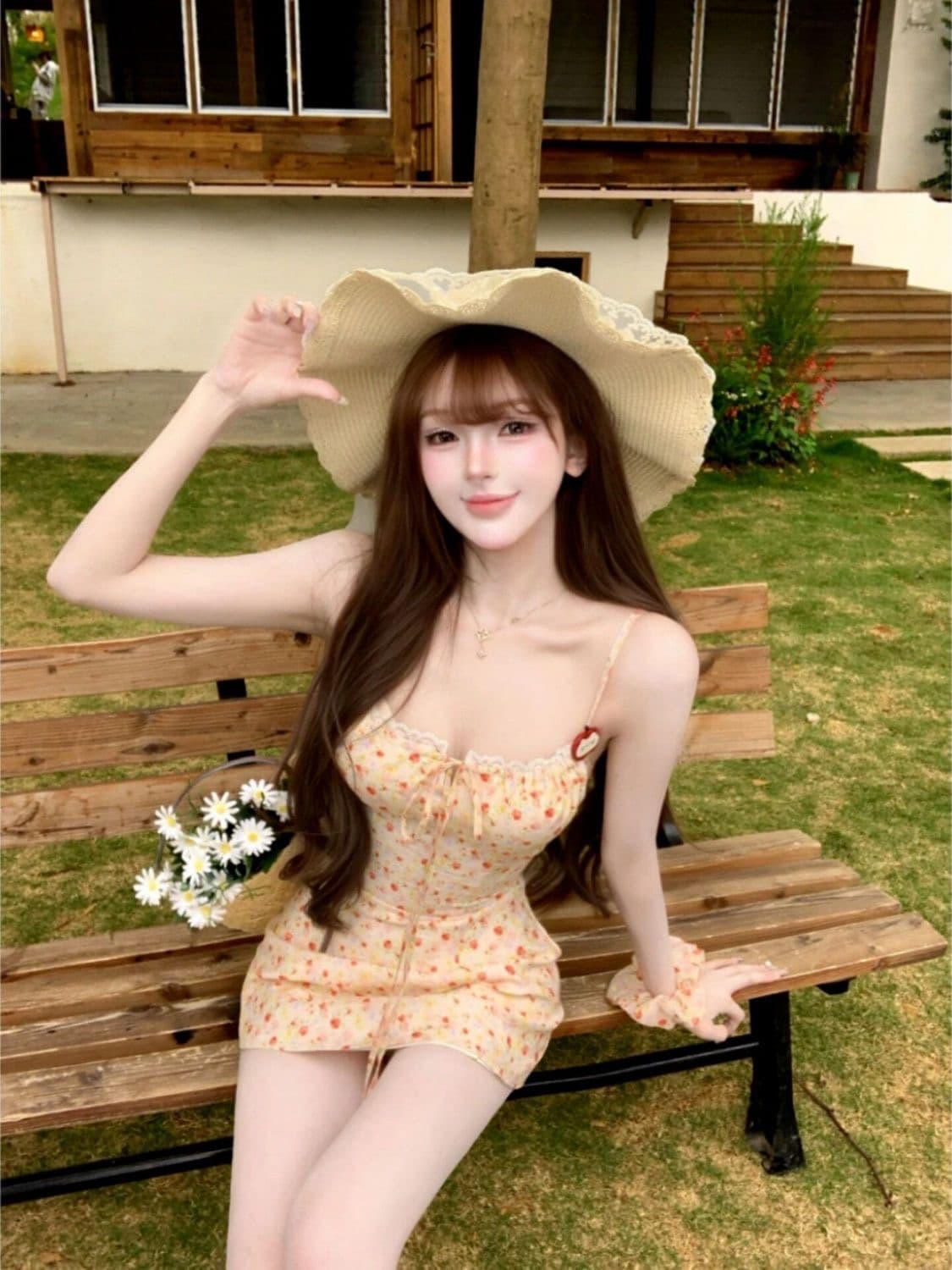 달콤함 순수한 욕망 꽃무늬 슬립 여성 드레스 여름 프랑스식 첫사랑 공주 타이트 스커트 허리 수축 작은 키 미니 스커트 이미지 4