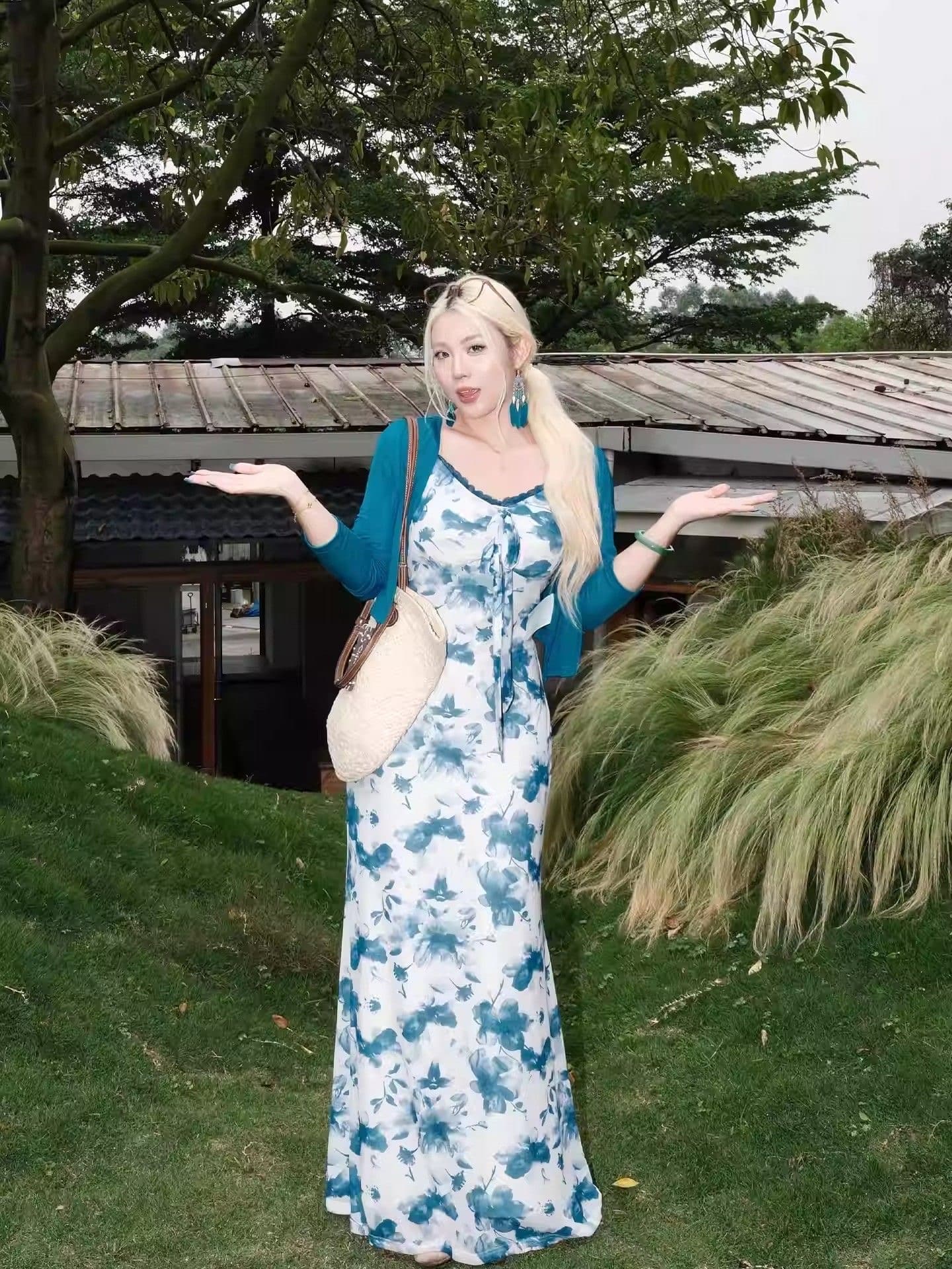 찹쌀 어린이 팅 블루 작은 셔츠 파란색 슬림해 보이는 오픈 가디건 느긋한 바람 패션 루즈핏 품격 다용도 여성 외부 가져 가라. 이미지 3