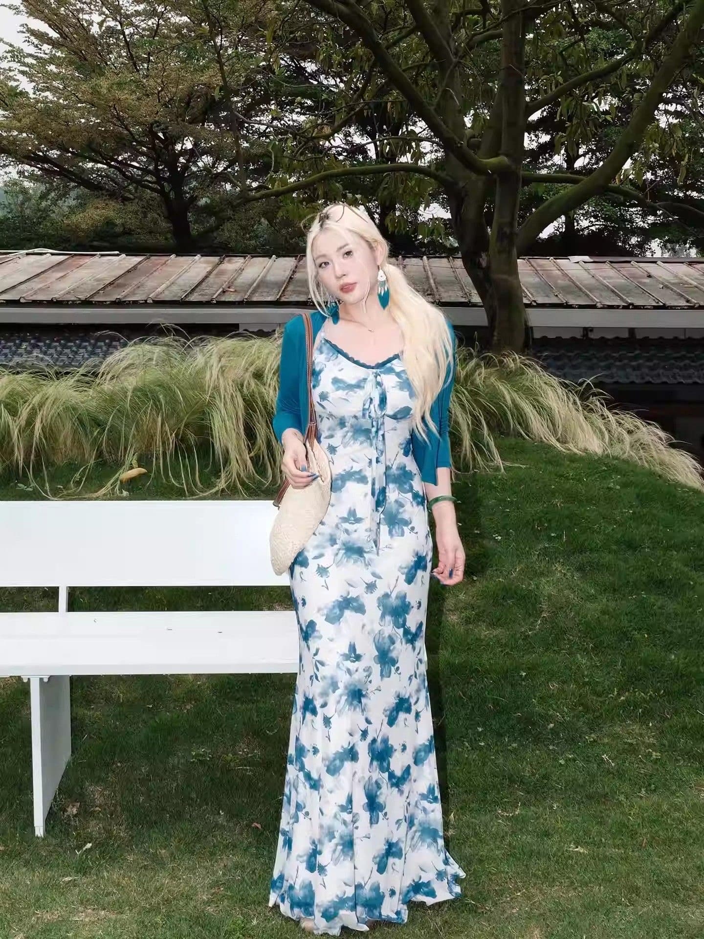 찹쌀 어린이 팅 블루 작은 셔츠 파란색 슬림해 보이는 오픈 가디건 느긋한 바람 패션 루즈핏 품격 다용도 여성 외부 가져 가라. 상세 이미지 4