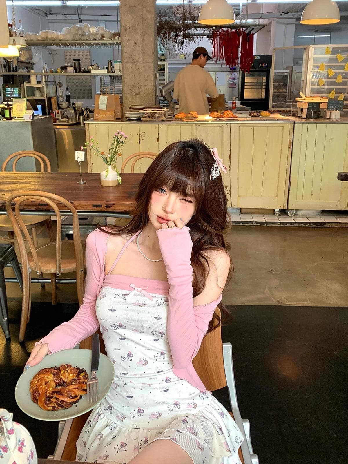 달콤한 매운맛 교사 허리 수축 슬림해 보이는 순수한 욕망 핫걸 행침 목 드레스 자외선 차단 오픈 가디건 여성 여름 미니 스커트 투피스 세트 상세 이미지 2