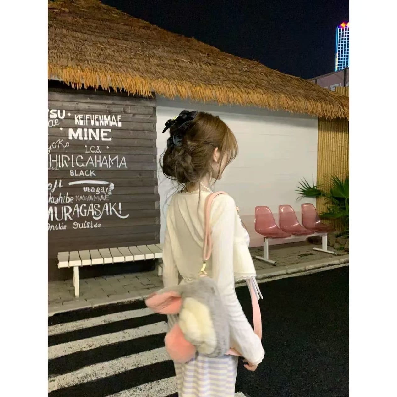 봄 여름 새로운 순수한 욕망 바람 중국 스타일 의류 달콤함 신선함 스트라이프 슬립 맨위 꽃밭 바지 오픈 가디건 세 조각 여성 세트 이미지 3