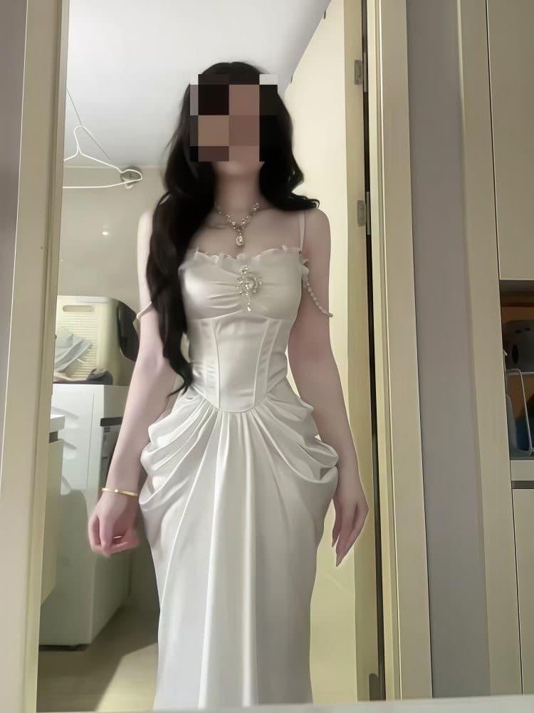 빛 예복 생일 치마 고급 센스 빛 럭셔리 작은 대중 부유 한 가족 천 금빛 바람 무거운 작업 인어 꼬리 슬립 생선뼈 드레스 상세 이미지 5
