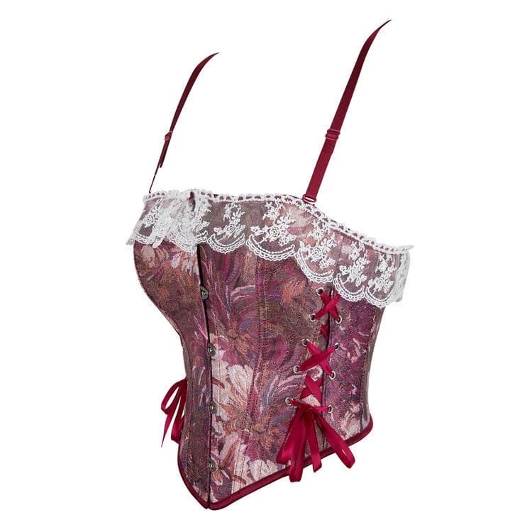 아이 쌀 리 새로운 더블 슬립 짙은 녹색 진한 빨강 여성 튜브탑 궁정 플라스틱 몸 의류 corset 작은 드레스 상세 이미지 4