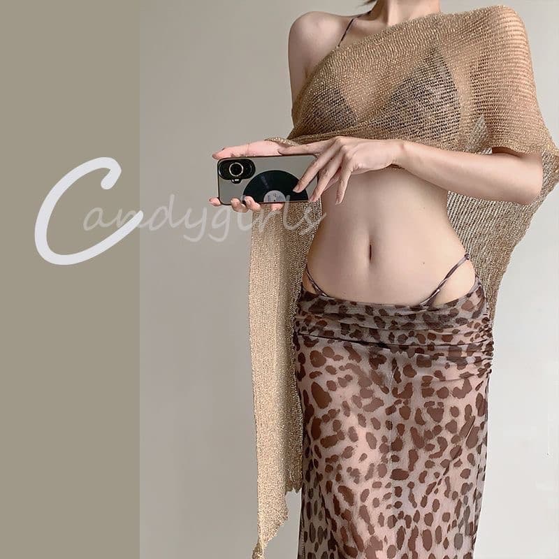 candygirls 유럽과 미국 수영복 여성 섹시함 레오파드 무늬 고급 슬림해 보이는 분위기 센스 비키니 휴가 온천 수영복 상세 이미지 3