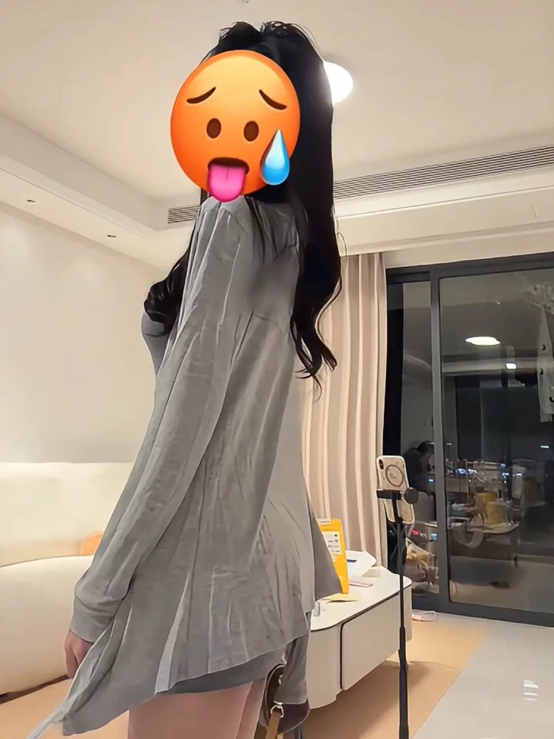 핫걸 레트로 섹시함 회색 슬립 드레스 카디건 코트 봄 순수한 욕망 디스플레이 몸 허리 수축 타이트 스커트 미니 스커트 이미지 4