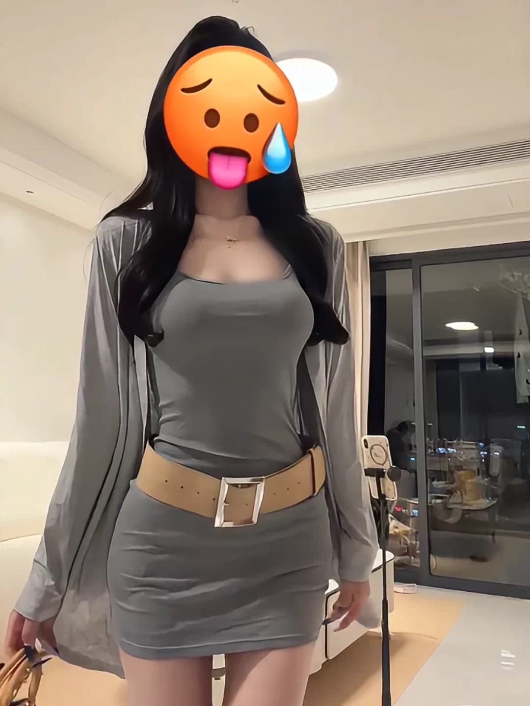 핫걸 레트로 섹시함 회색 슬립 드레스 카디건 코트 봄 순수한 욕망 디스플레이 몸 허리 수축 타이트 스커트 미니 스커트 이미지 3