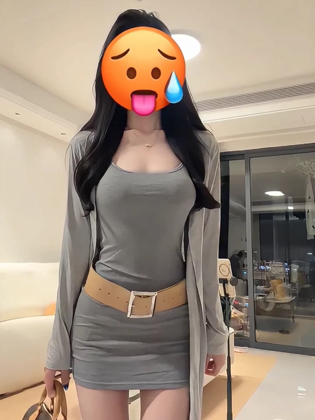 핫걸 레트로 섹시함 회색 슬립 드레스 카디건 코트 봄 순수한 욕망 디스플레이 몸 허리 수축 타이트 스커트 미니 스커트 상세 이미지 1