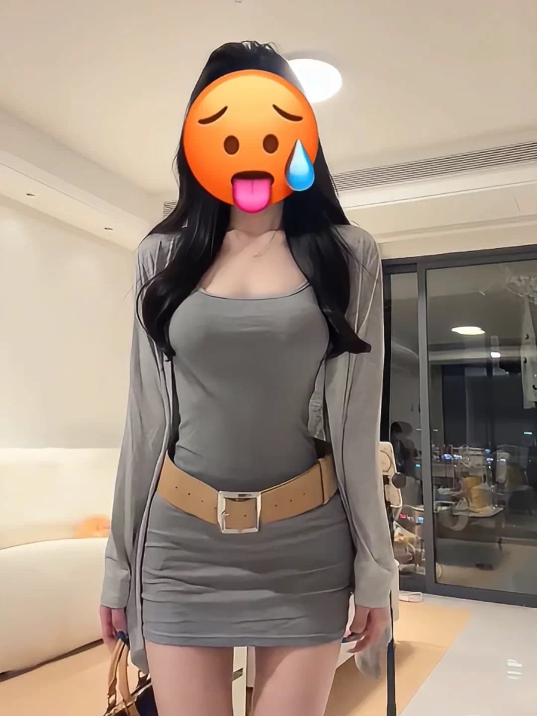 핫걸 레트로 섹시함 회색 슬립 드레스 카디건 코트 봄 순수한 욕망 디스플레이 몸 허리 수축 타이트 스커트 미니 스커트 상세 이미지 4