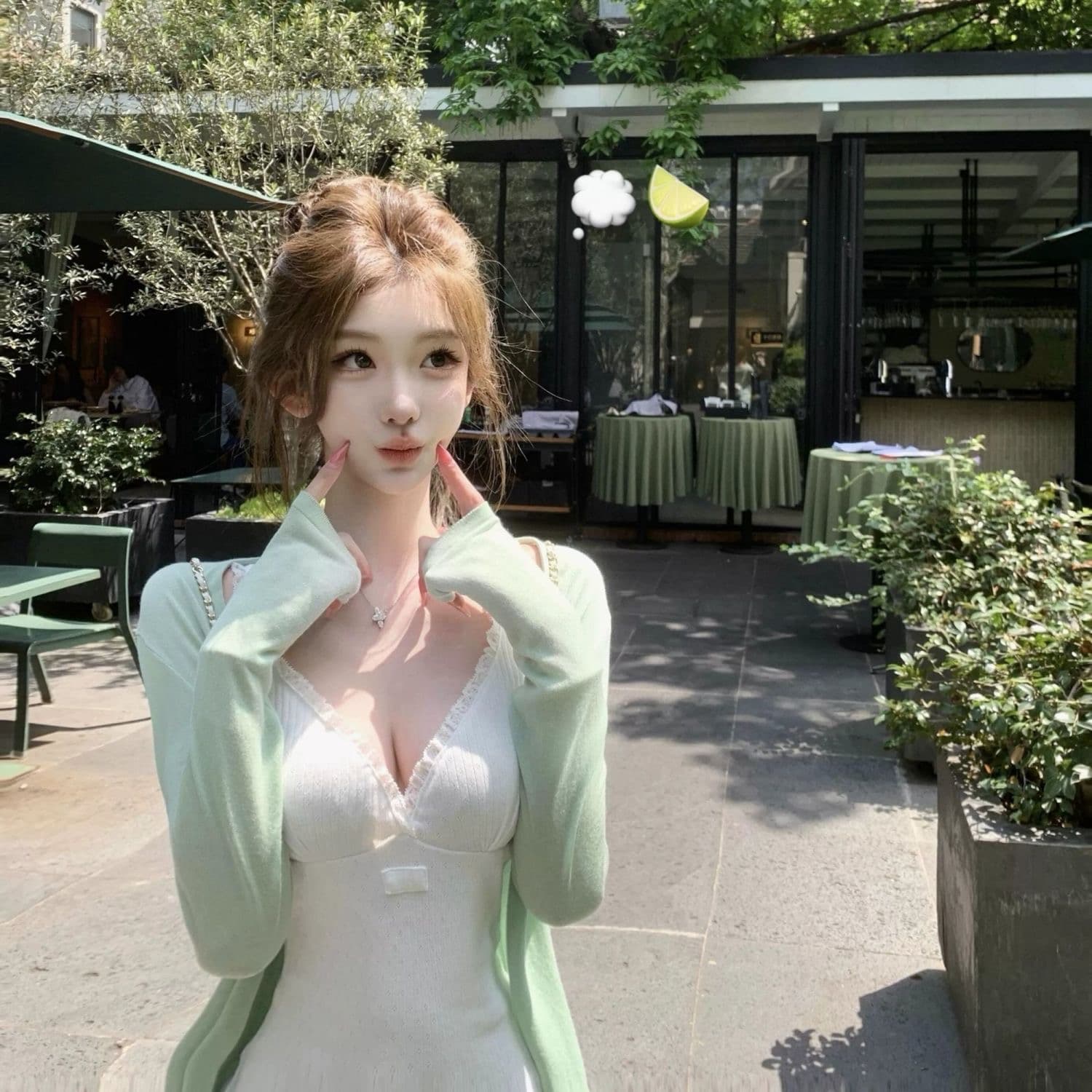 순수한 욕망 바람 핫걸 섹시함 몸매 가꾸기 슬립 여성 드레스 여름 긍정적 인 어깨 허리 수축 슬림해 보이는 청 새로운 녹색 외부 가져 가라. 오픈 가디건 이미지 2