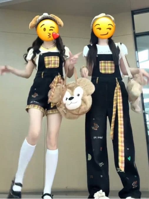 아메리칸 레트로 체크무늬 패치 패치워크 청바지 아이들 여름 레트로 높음 거리 디자인 센스 바닥 청소 멜빵 바지 상세 이미지 5