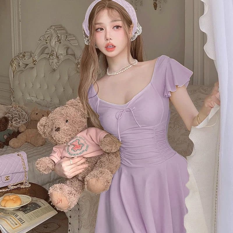 2025 새로운 올인원 온천 수영복 여성 슬림해 보이는 보수당의 표지 배 치마 스타일 고급 센스 작은 가슴 모으다 휴가 수영복 이미지 2