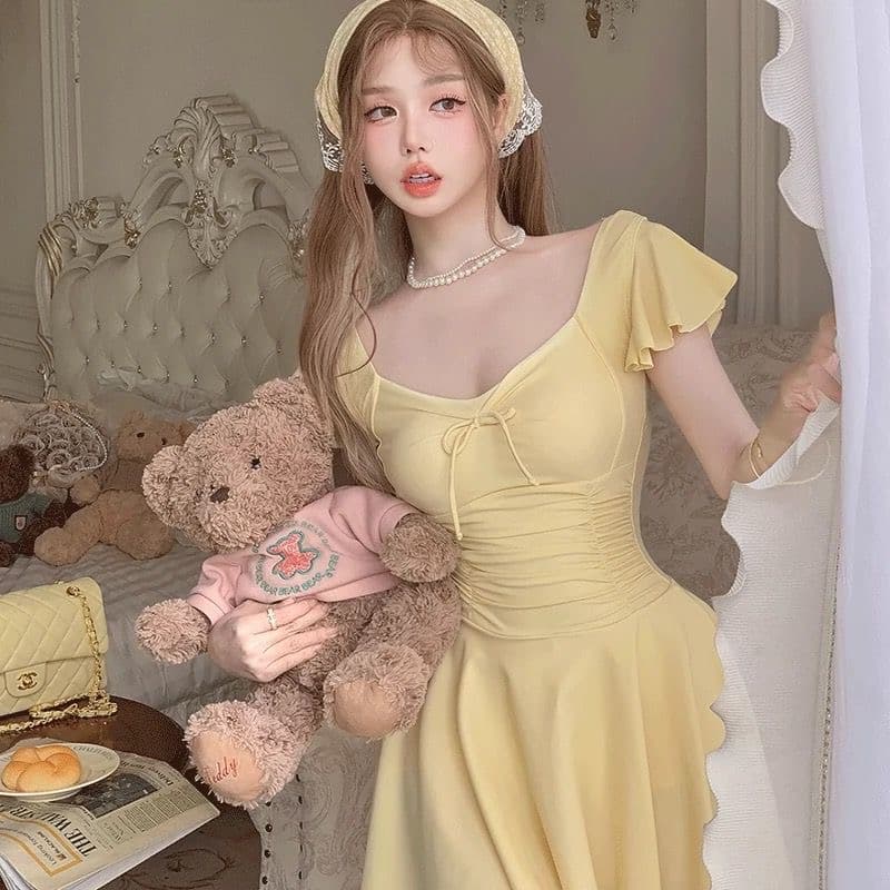 2025 새로운 올인원 온천 수영복 여성 슬림해 보이는 보수당의 표지 배 치마 스타일 고급 센스 작은 가슴 모으다 휴가 수영복 상세 이미지 5
