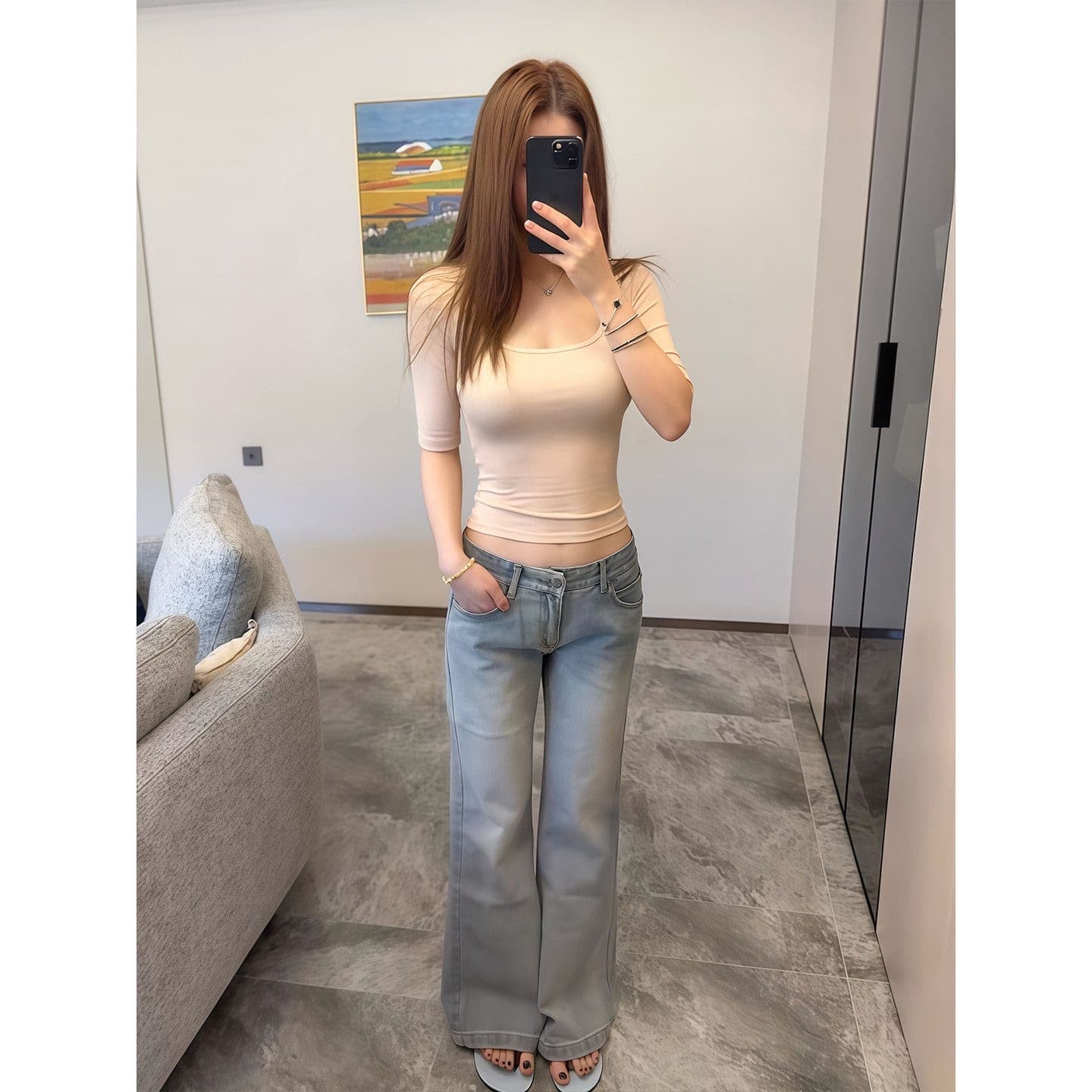 순수한 욕망 핫걸 u 칼라 긍정적 인 어깨 반팔 티셔츠 여성 의류 여름 새로운 몸매 가꾸기 슬림해 보이는 캐주얼 미니멀리즘 바람 쇼트 스타일 맨위 상세 이미지 5