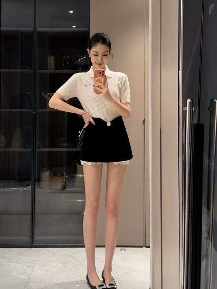 fbblimit 높음 지혜 여자 친구 클래식 POLO 칼라 양모 양모 니트 스웨터 수직 구덩이 기사 루즈핏 맨위 이미지 3