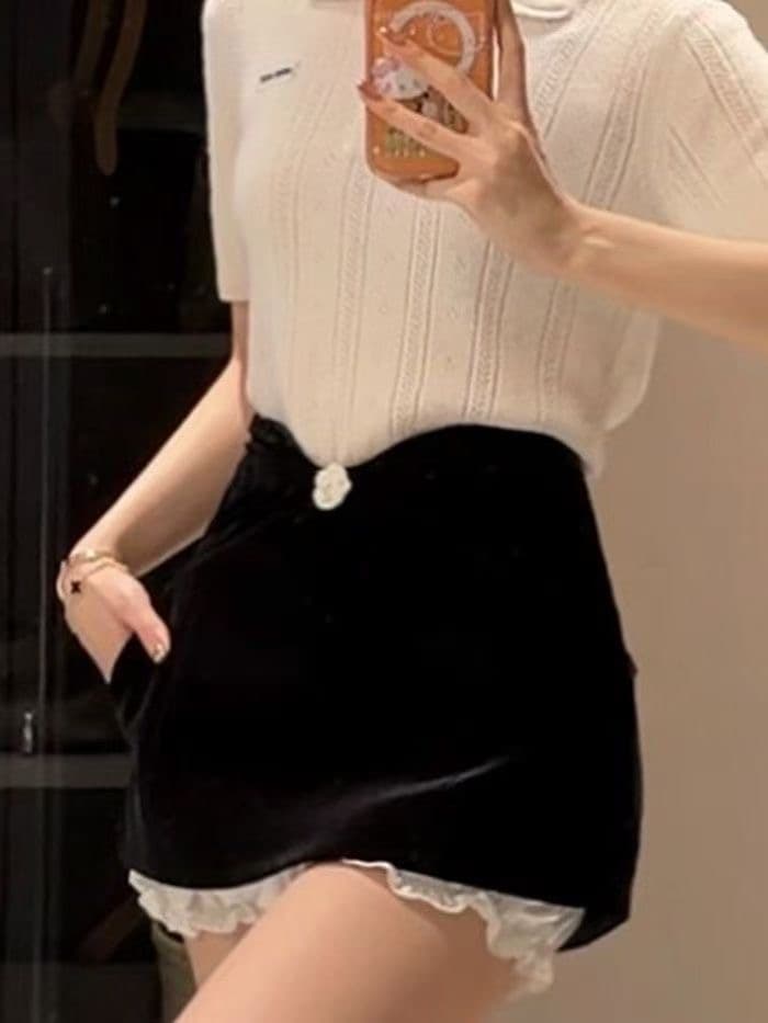 fbblimit 높음 지혜 여자 친구 클래식 POLO 칼라 양모 양모 니트 스웨터 수직 구덩이 기사 루즈핏 맨위 이미지 4