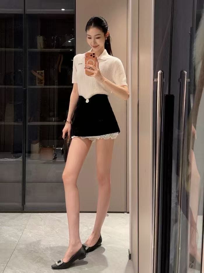 fbblimit 높음 지혜 여자 친구 클래식 POLO 칼라 양모 양모 니트 스웨터 수직 구덩이 기사 루즈핏 맨위 상세 이미지 5
