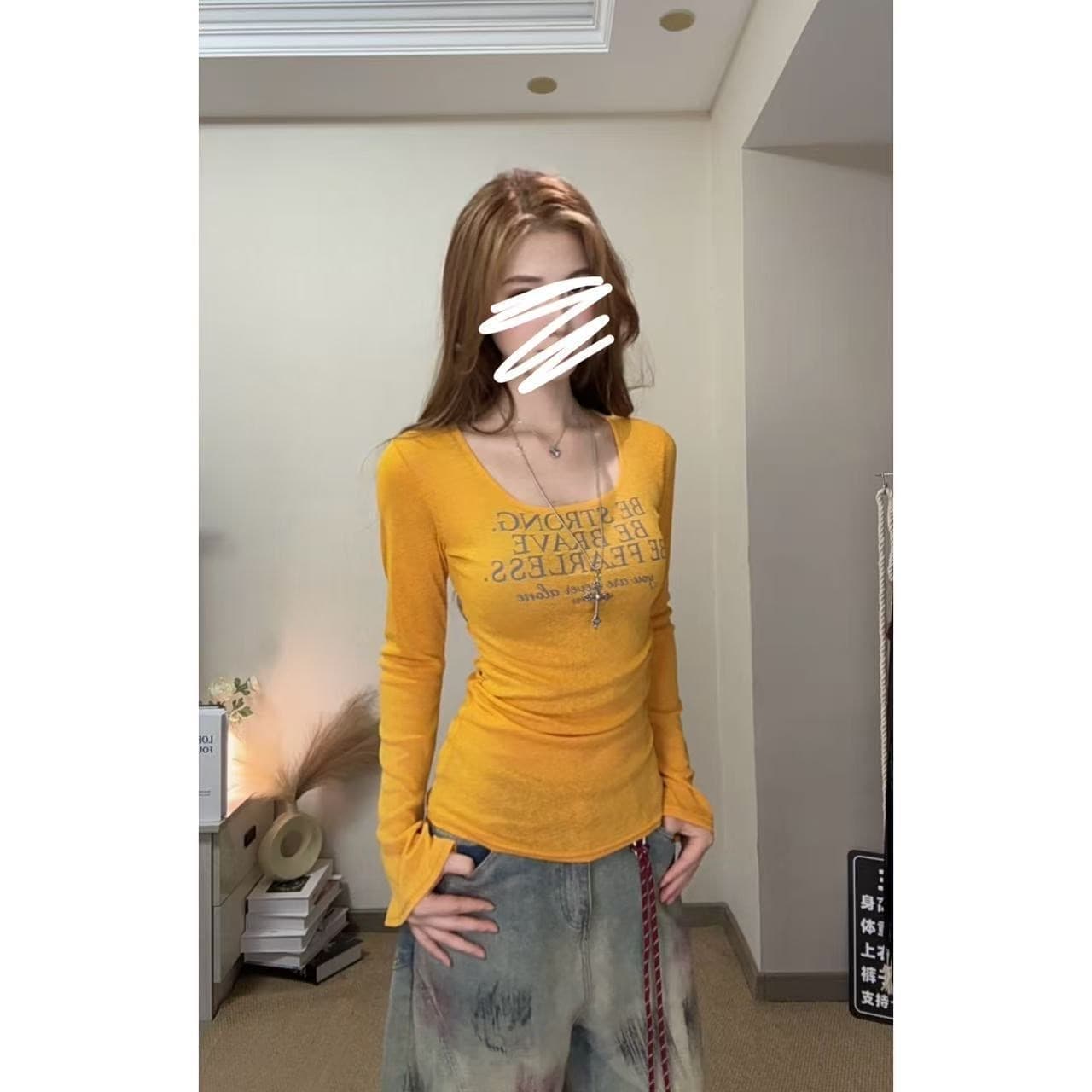 한 부서 인사이드 가져 가라. 기본 셔츠 여성 여름 2026 새로운 섹시함 티셔츠 몸매 가꾸기 핫걸 아름다운 긴팔 맨위 여성 상세 이미지 5