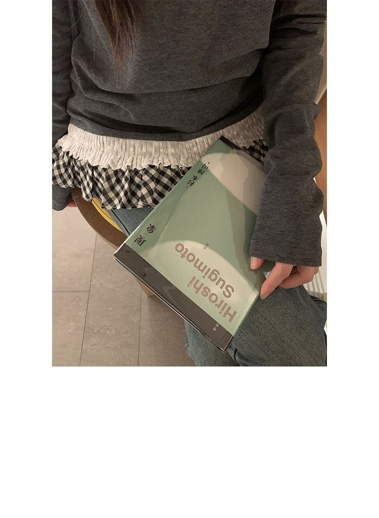 배색 체크무늬 낭만주의 레이스 프릴 디자인 센스 긴팔 여성 외국 가스 패션 기본 셔츠 리브 De 플러시 맨위 상세 이미지 9