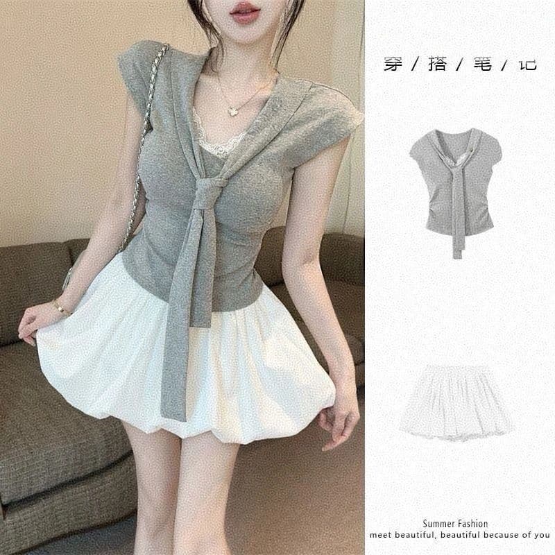 한 부서 260gt 슬림해 보이는 해군 Chic 디자인 맨위 블루 색상 스트랩 긍정적 인 어깨 반팔 여름 새로운 몸매 가꾸기 이미지 5