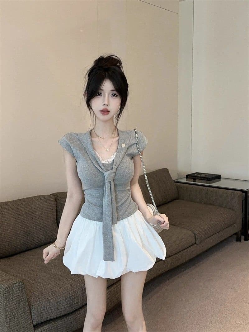 한 부서 260gt 슬림해 보이는 해군 Chic 디자인 맨위 블루 색상 스트랩 긍정적 인 어깨 반팔 여름 새로운 몸매 가꾸기 상세 이미지 7