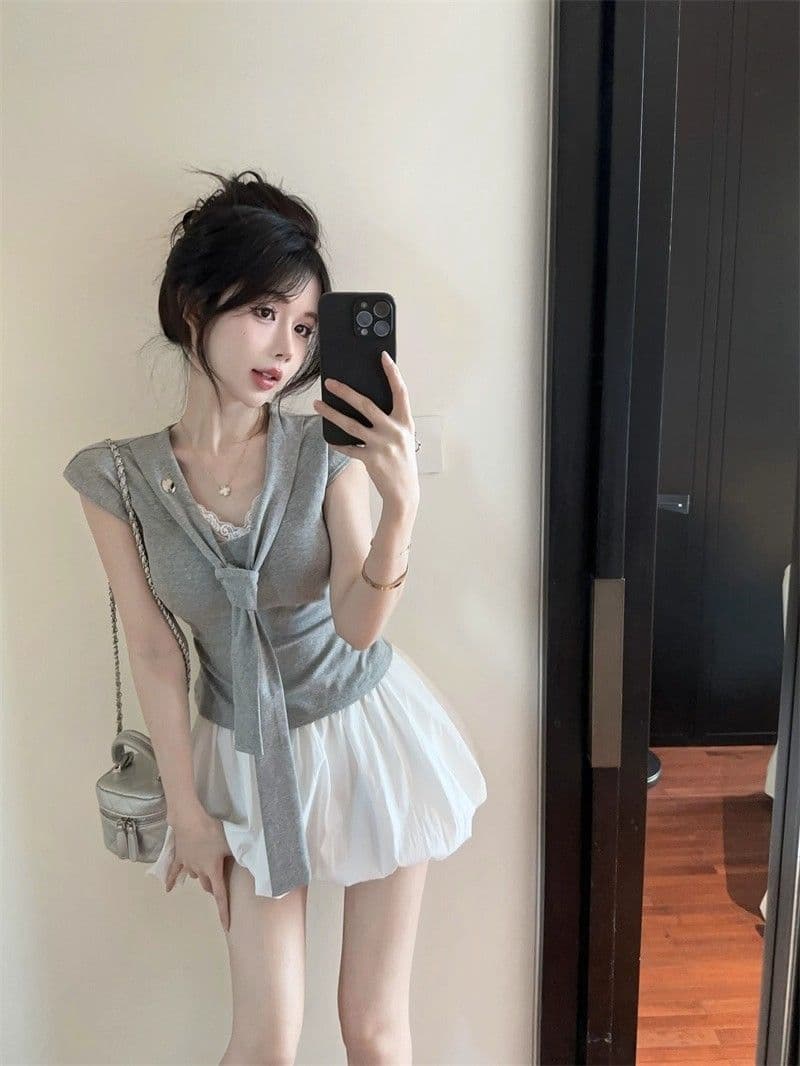 한 부서 260gt 슬림해 보이는 해군 Chic 디자인 맨위 블루 색상 스트랩 긍정적 인 어깨 반팔 여름 새로운 몸매 가꾸기 상세 이미지 12