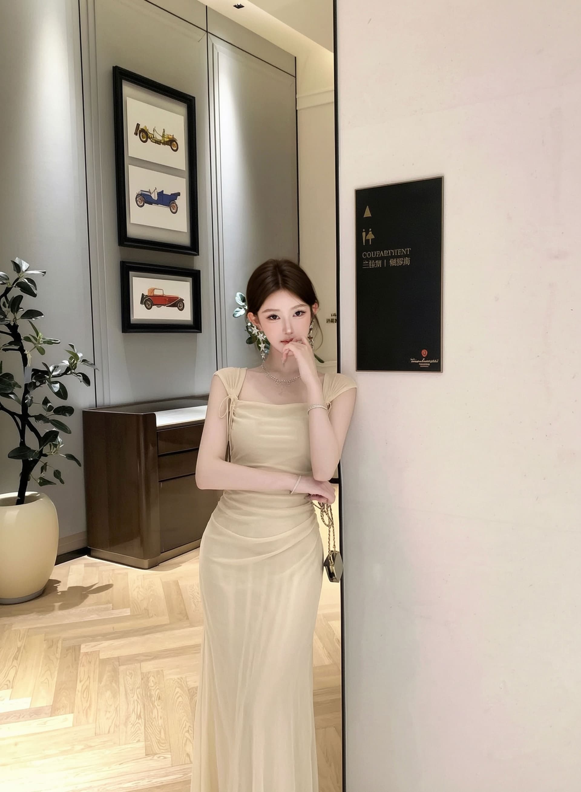 실사 프랑스식 슬립 주름 흔들다 칼라 몸매 가꾸기 슬림해 보이는 품격 순수한 욕망 드레스 상세 이미지 3