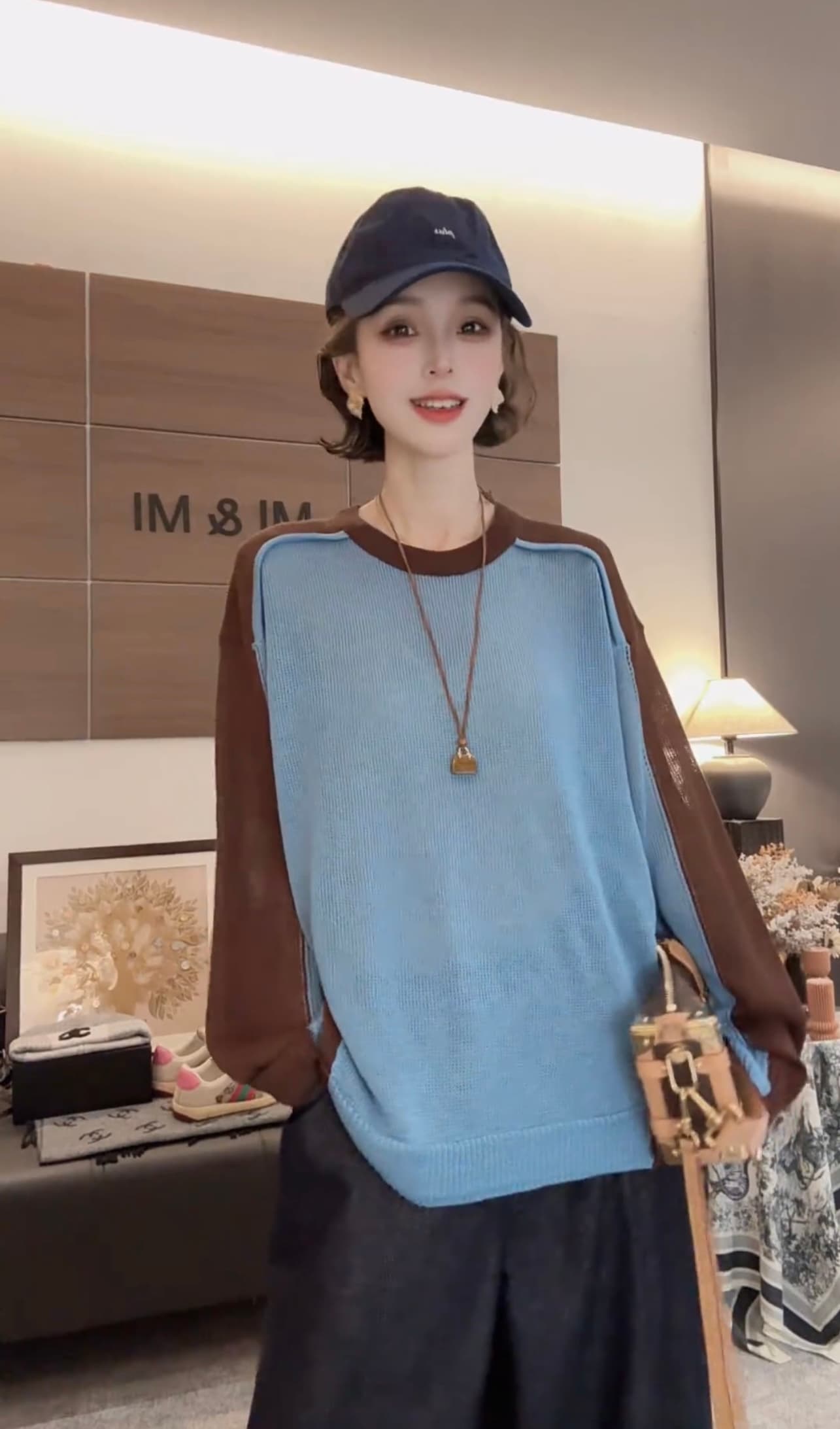 쌀 쌀 새 상점 봄 새로운 패치워크 색상 느긋한 바람 다용도 니트 맨위 2602-063 상세 이미지 8