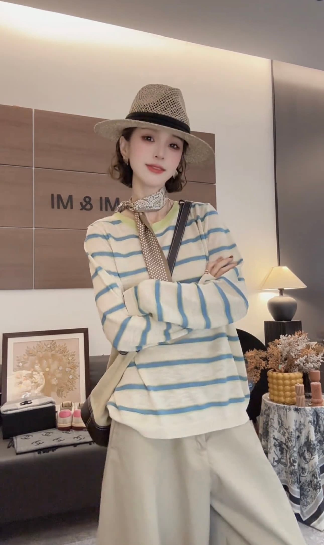 쌀 쌀 새 상점 이른 봄 새로운 한 부서 원본 관절 스트라이프 빛 럭셔리 루즈핏 다용도 맨위 2602-08 이미지 2