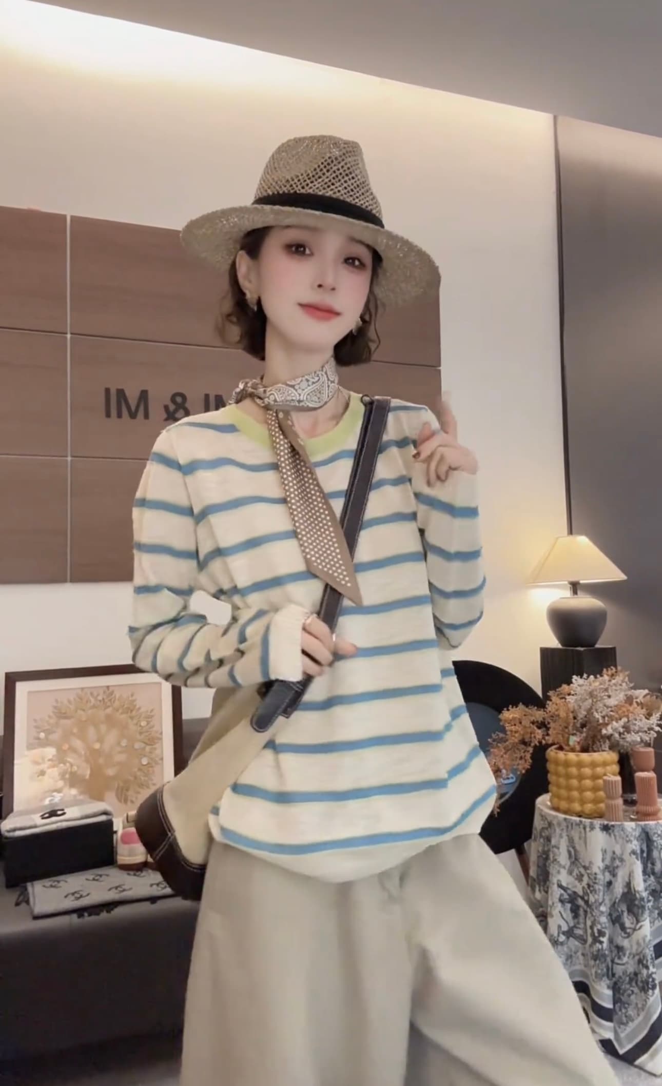 쌀 쌀 새 상점 이른 봄 새로운 한 부서 원본 관절 스트라이프 빛 럭셔리 루즈핏 다용도 맨위 2602-08 이미지 5