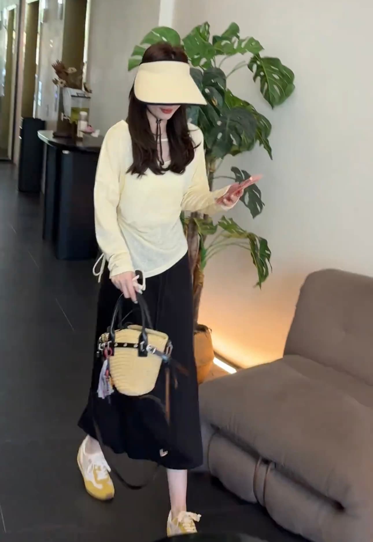 barbi jingn 하트 비트 8231 여름 미니멀리즘 단색 다용도 오프숄더 허리 수축 불규칙 치마 상세 이미지 7