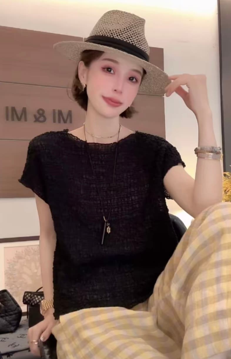 쌀 쌀 새 상점 여름 새로운 프랑스식 질감 센스 높음 폭탄 다용도 반팔 맨위 2602-291 상세 이미지 3