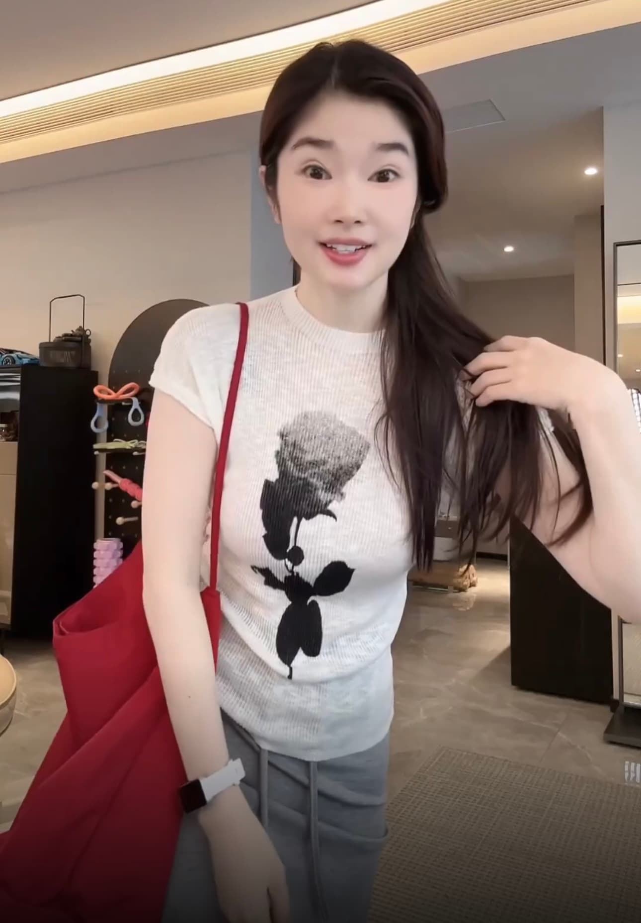 소근 설탕 슬림해 보이는 26 년 여름 njt 얇은 스타일 수묵화 꽃 작은 날다 소매 반신 스커트 상세 이미지 12