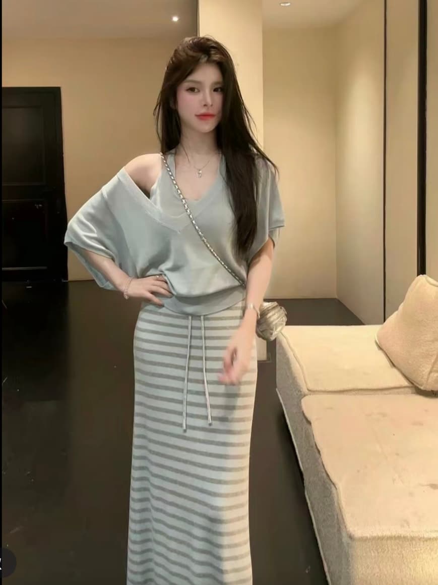 huihui 한 부서 행침 목 레이스업 불규칙 맨위 반신 스커트 라이 경기 서울 세트 l0636 이미지 4