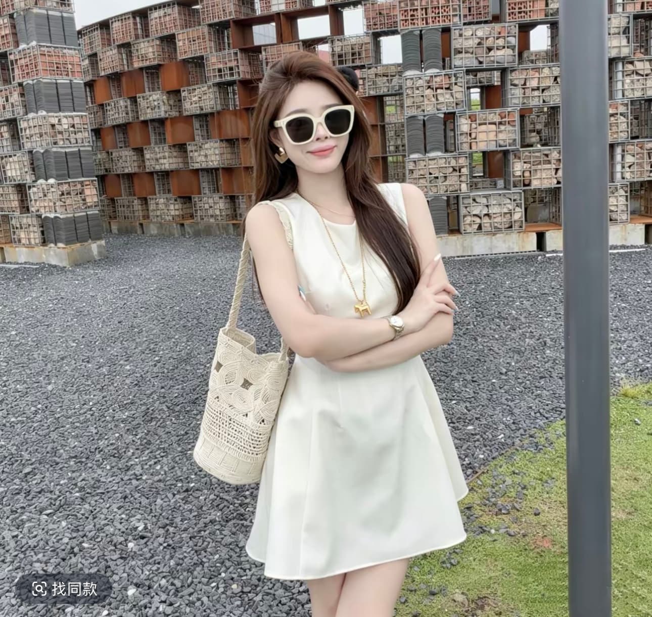 샤오 크릭 의류 여름 새로운 프랑스식 고급 센스 허리 수축 슬림해 보이는 민소매 미니 스커트 드레스 5533 이미지 2