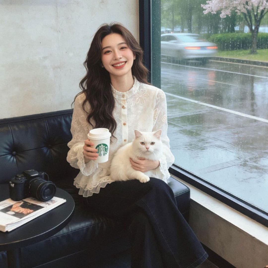 부드러운 바람 고유 한 자이언트 잘 생긴 ~ 중 쇼트 스타일 몸매 가꾸기 셔츠 작은 대중 아름다운 연령 감소 긴팔 여성 맨위 26 봄 이미지 5
