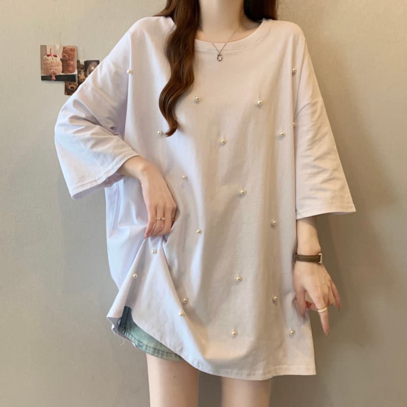 실사 빅 사이즈 지방 mm 여름 새로운 라운드 넥 대 에디션 하체 누락 된 무거운 작업 못 훈련 반팔 맨위 티셔츠 상세 이미지 3