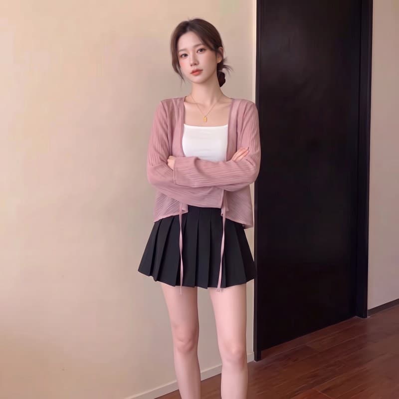 실사 빅 사이즈 지방 mm 여름 새로운 주간 실크 긴팔 초박형 쉬폰 톱 자외선 차단 의류 오픈 가디건 상세 이미지 4