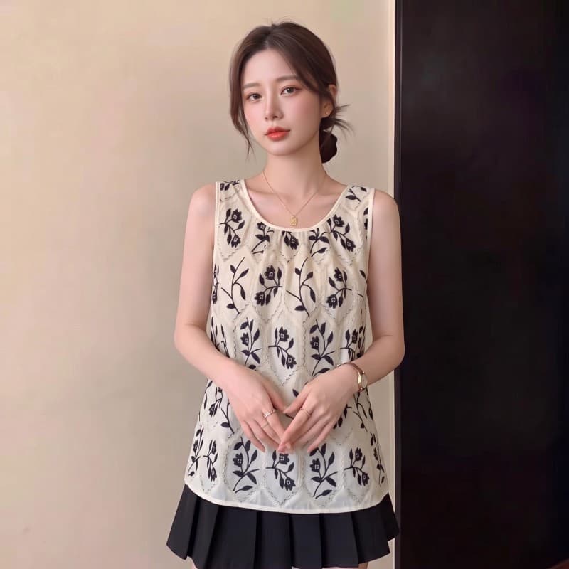 실사 빅 사이즈 지방 mm 여름 새로운 무거운 작업 자수 민족 스타일 민소매 맨위 루즈핏 버전 맨위 상세 이미지 4